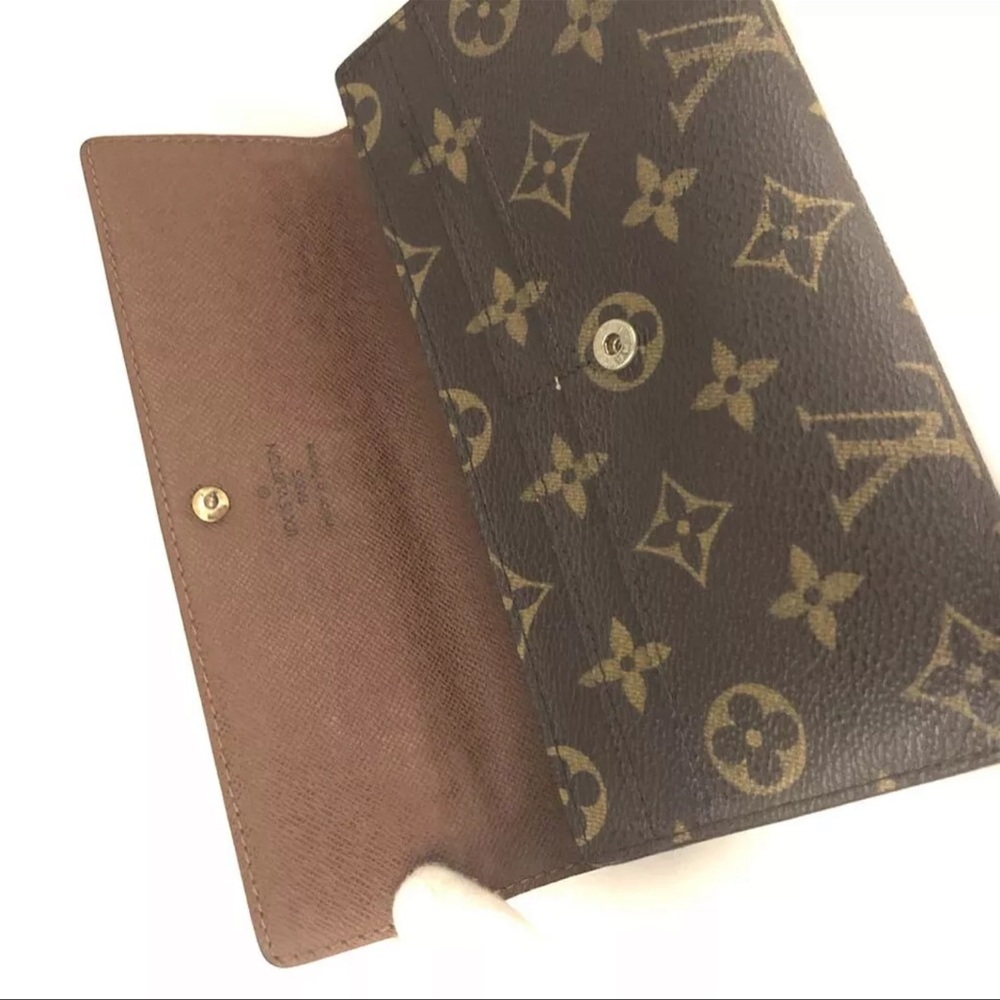 AUTH Louis Vuitton Monogram Portefeiulle Sarah Long Bifold Wallet Brown - Picture 5 of 8